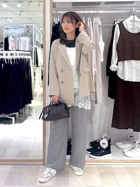 「GLOBAL WORK（グローバルワーク）のエアかるクラシックスニーカー/135751（スニーカー、ホワイト系）」を使った、asamiさん（レディース）の春コーディネート