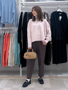 「GLOBAL WORK（グローバルワーク）のあったかウツクシルエットテーパードパンツ/575203（その他パンツ）」を使った、asamiさん（レディース・161cm）の冬コーディネート