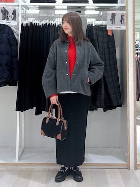 「アイテム（ノーカラーコート、グレー系）」を使った、asamiさん（レディース・161cm）の秋コーディネート