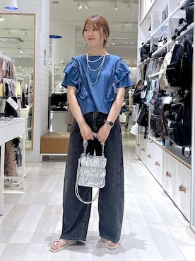 「GLOBAL WORK（グローバルワーク）のアソート三連ネックレス/495430（ネックレス、ホワイト系）」を使った、asamiさん（レディース）の夏コーディネート