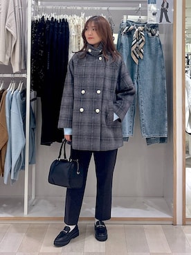 「ハグミーニット_GLOBALWORK」｜「アイテム（ジャケット/アウター）」を使った、asamiさん（レディース・161cm）の秋コーディネート