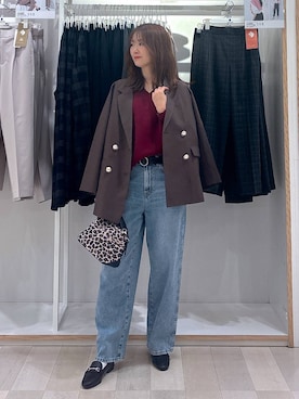 「GLOBAL WORK（グローバルワーク）のGOODデニムバギーパンツ/498388（デニムパンツ）」を使った、asamiさん（レディース・161cm）の秋コーディネート