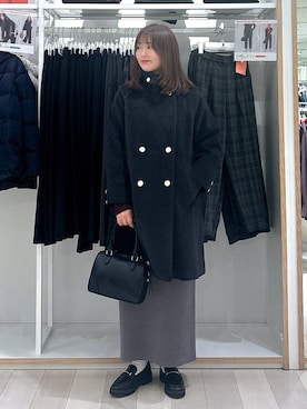 「アイテム（チェスターコート、ブラック系）」を使った、asamiさん（レディース・161cm）の秋コーディネート