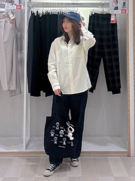 「GLOBAL WORK（グローバルワーク）のGOODデニムバギーパンツ/498388（デニムパンツ）」を使った、asamiさん（レディース・161cm）の秋コーディネート