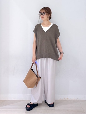 「GLOBAL WORK（グローバルワーク）のアイテム（メガネ）」を使った、asamiさん（レディース・161cm）の夏コーディネート