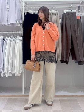 「GLOBAL WORK（グローバルワーク）のエアかるクラシックスニーカー/135751（スニーカー、ベージュ系）」を使った、asamiさん（レディース）の春コーディネート