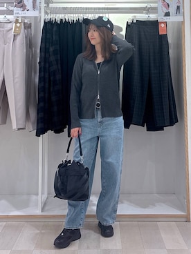 「GLOBAL WORK（グローバルワーク）のGOODデニムバギーパンツ/498388（デニムパンツ）」を使った、asamiさん（レディース・161cm）の秋コーディネート