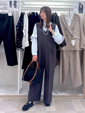 「GLOBAL WORK（グローバルワーク）のアイテム（セットアップ）」を使った、asamiさん（レディース・161cm）の冬コーディネート