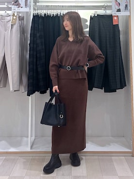 「GLOBAL WORK（グローバルワーク）のアイテム（ベルト）」を使った、asamiさん（レディース・161cm）の秋コーディネート