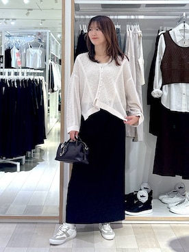 「GLOBAL WORK（グローバルワーク）のエアかるクラシックスニーカー/135751（スニーカー、ホワイト系）」を使った、asamiさん（レディース）の春コーディネート