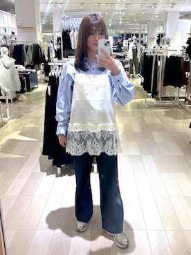 「GLOBAL WORK（グローバルワーク）の365日マイスタイルシャツ/571317（シャツ/ブラウス、ブルー系）」を使った、asamiさん（レディース）の春コーディネート