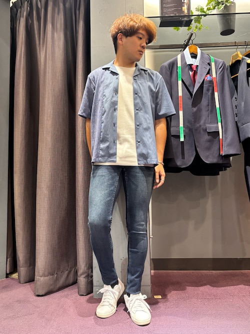カラーブロック 半袖シャツ