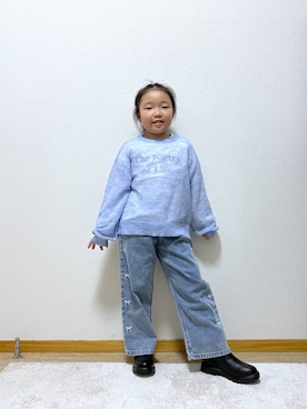 「アイテム（ニット/セーター）」を使った、Hina ママ さん（キッズ・115cm）の秋コーディネート