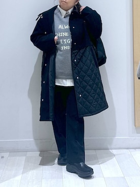 「アイテム（ステンカラーコート）」を使った、Hina ママ さん（レディース・147cm・40代）の冬コーディネート