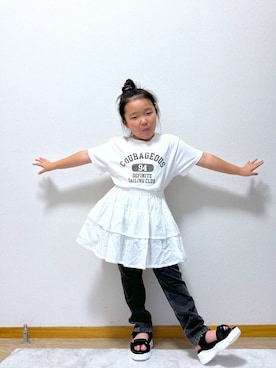 「アイテム（シューズ）」を使った、Hina ママ さん（キッズ・115cm）の夏コーディネート