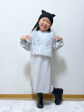 「アイテム（ワンピース/ドレス）」を使った、Hina ママ さん（キッズ・120cm）の冬コーディネート