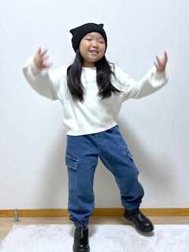 「アイテム（カーディガン/ボレロ）」を使った、Hina ママ さん（キッズ・115cm）の秋コーディネート