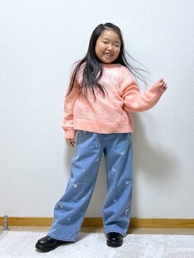 「アイテム（デニムパンツ）」を使った、Hina ママ さん（キッズ・121cm）の冬コーディネート