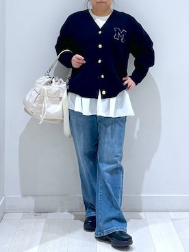 「アイテム（カーディガン/ボレロ）」を使った、Hina ママ さん（レディース・147cm・40代）の秋コーディネート