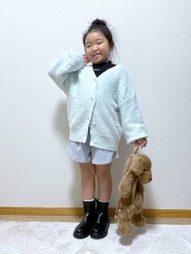 「アイテム（カーディガン/ボレロ）」を使った、Hina ママ さん（キッズ・115cm）の秋コーディネート