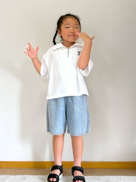「GLOBAL WORK（グローバルワーク）のアソート厚底サンダル/324586（サンダル）」を使った、Hina ママ さん（キッズ・115cm）の夏コーディネート