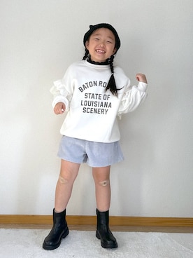 「アイテム（ニットキャップ/ビーニー）」を使った、Hina ママ さん（キッズ・115cm）の冬コーディネート