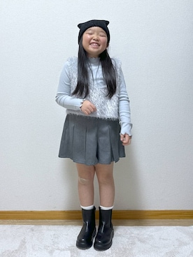 「アイテム（ワンピース）」を使った、Hina ママ さん（キッズ・115cm）の冬コーディネート