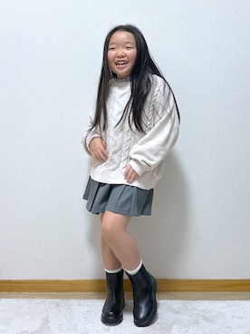 「アイテム（ブーツ）」を使った、Hina ママ さん（キッズ・115cm）の冬コーディネート