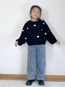 「アイテム（カーディガン/ボレロ）」を使った、Hina ママ さん（キッズ・115cm）の秋コーディネート