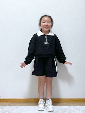 「アイテム（オールインワン・サロペット）」を使った、Hina ママ さん（キッズ・115cm）の秋コーディネート