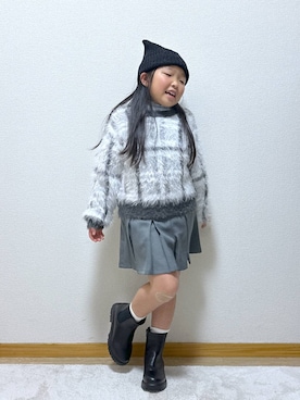 「アイテム（ニットキャップ/ビーニー）」を使った、Hina ママ さん（キッズ・115cm）の冬コーディネート