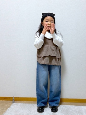 「GLOBAL WORK（グローバルワーク）のアイテム（帽子）」を使った、Hina ママ さん（キッズ・121cm）の冬コーディネート