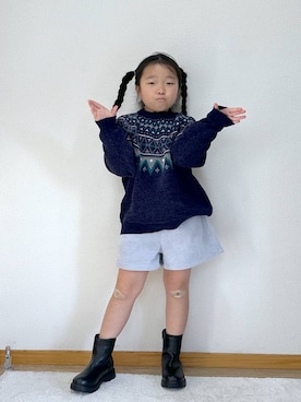 「アイテム（ブーツ）」を使った、Hina ママ さん（キッズ・115cm）の秋コーディネート