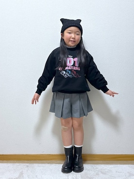 「アイテム（ニットキャップ/ビーニー）」を使った、Hina ママ さん（キッズ・115cm）の冬コーディネート