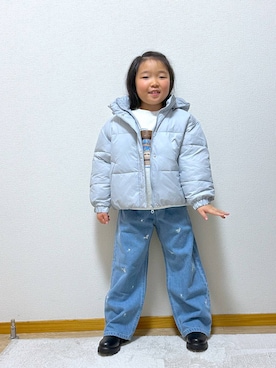 「アイテム（ダウンジャケット/コート）」を使った、Hina ママ さん（キッズ・121cm）の冬コーディネート