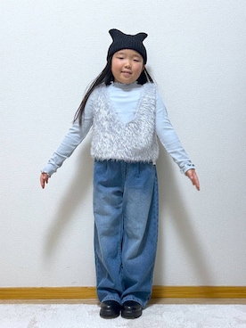 「アイテム（ワンピース/ドレス）」を使った、Hina ママ さん（キッズ・115cm）の冬コーディネート