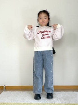 「アイテム（バックパック/リュック）」を使った、Hina ママ さん（キッズ・115cm）の秋コーディネート