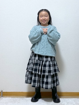 「アイテム（スカート）」を使った、Hina ママ さん（キッズ・115cm）の冬コーディネート