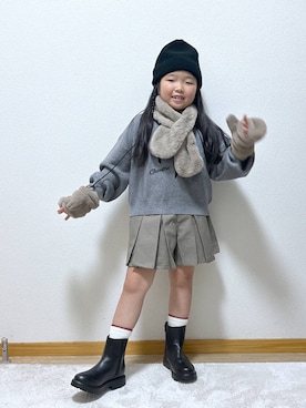 「アイテム（カーディガン/ボレロ）」を使った、Hina ママ さん（キッズ・115cm）の秋コーディネート