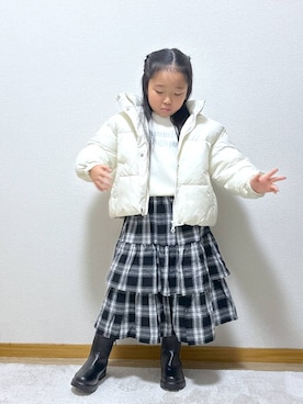 「アイテム（ダウンジャケット/コート）」を使った、Hina ママ さん（キッズ・115cm）の秋コーディネート