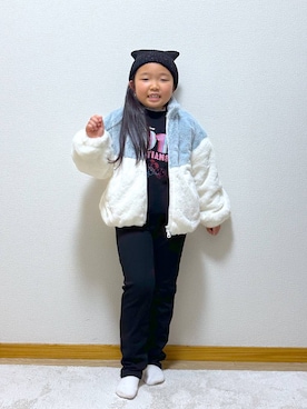 「アイテム（ブルゾン）」を使った、Hina ママ さん（キッズ・115cm）の冬コーディネート