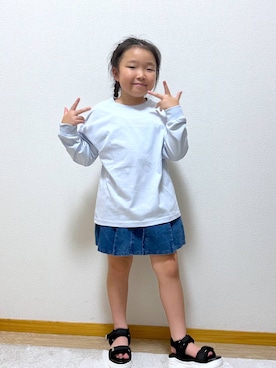 「アイテム（スカート）」を使った、Hina ママ さん（キッズ・115cm）の秋コーディネート