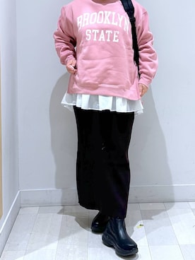 「GLOBAL WORK（グローバルワーク）の撥水サイドゴアブーツ/598128（ブーツ）」を使った、Hina ママ さん（レディース・147cm）の冬コーディネート