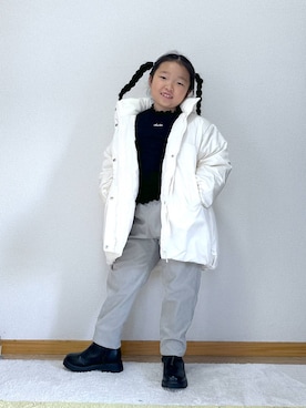 「GLOBAL WORK（グローバルワーク）の撥水サイドゴアブーツ/598128（ブーツ）」を使った、Hina ママ さん（キッズ・115cm）の冬コーディネート