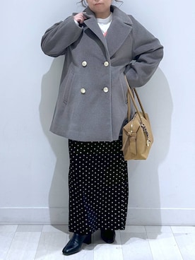 「アイテム（チェスターコート）」を使った、Hina ママ さん（レディース・147cm・40代）の秋コーディネート