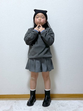 「アイテム（デニムパンツ）」を使った、Hina ママ さん（キッズ・121cm）の冬コーディネート