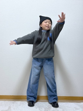 「アイテム（ニットキャップ/ビーニー）」を使った、Hina ママ さん（キッズ・115cm）の冬コーディネート