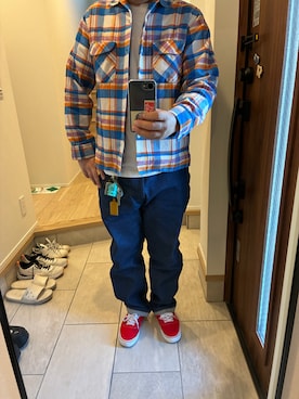 「PENDLETON（ペンドルトン）のアイテム（トップス）」を使った、タキシードサムさん（メンズ・173cm）の秋コーディネート