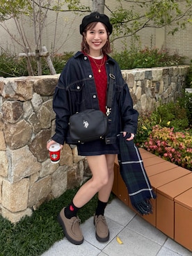 「アイテム（マフラー）」を使った、remiさん（レディース・154cm）の秋コーディネート