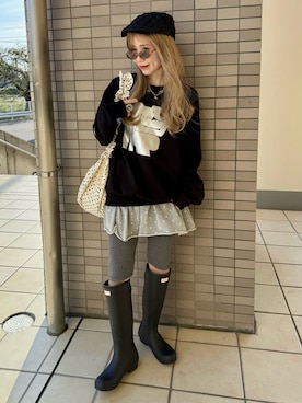 「アイテム（ハンチング/ベレー帽）」を使った、remiさん（レディース・154cm）の秋コーディネート